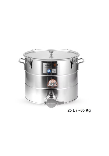Caadex Bal Dinlendirme Kazanı, Paslanmaz Musluklu, Paslanmaz, 25 L / 35 Kg, Cx-camcs35