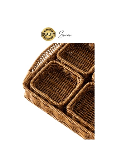 Benzersiz El Yapımı Hasır Dokuma Saklama Sepeti 4 Bölmeli Kozmetik Organizer Masaüstü Düzenleyici Çok Renkli