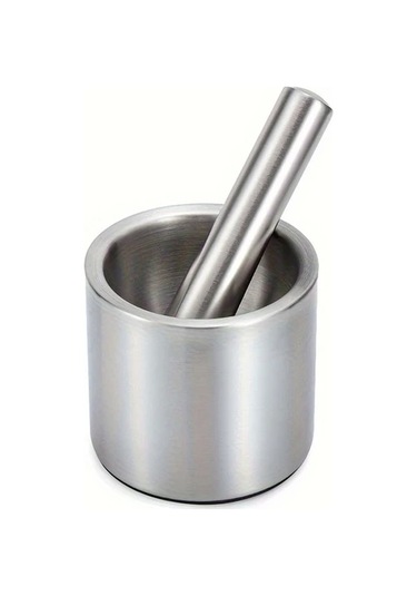 Willowhaven 1 Set Gümüş Renk 304 Paslanmaz Çelik Sarımsak Havanda Püre Ezici Mutfak Aleti