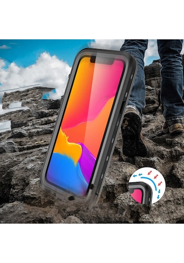 Mobilteam İphone 13 Pro Max Uyumlu 1-1 Su Geçirmez Kılıf-siyah Siyah