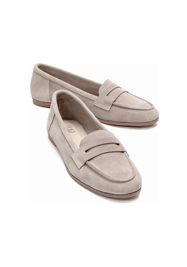 Luvishoes F02 Bej Suet Kadın Babet Bej