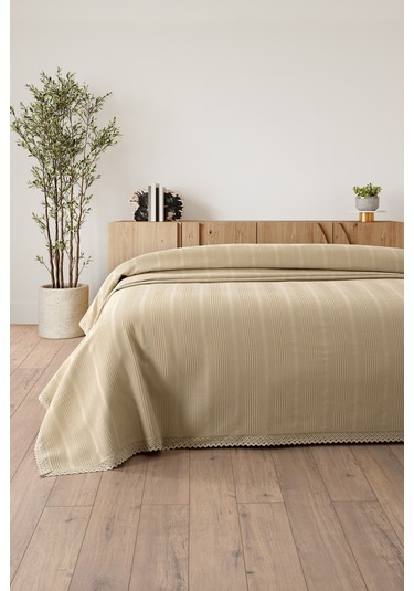 Kopanaki Dantelli Çift Kişilik Waffle Pike-210x230 Cm Bej Bej