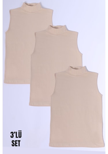 Parlingerie Kadın Sıfır Kol Boğazlı Body 3lü Set Ten