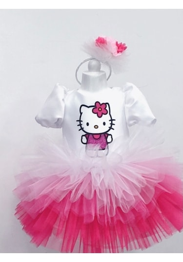 Hello Kitty Baskılı Kız Çocuk Bebek Doğumgünü Elbise Parti Kostüm
