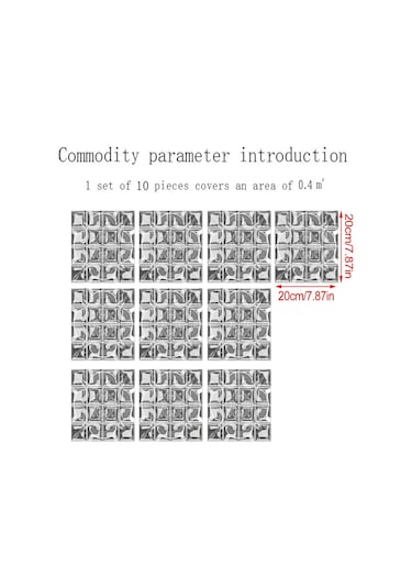 Youmex 10 Adet 3d Cam Mermer Sticker, Otomatik Yapışkan, 6 Renk, Ev Dekorasyonu, Mutfak/banyo, Kolay Kurulum, 10x10/15x15/20x20 Cm, 1 Metre Kaplama Gri