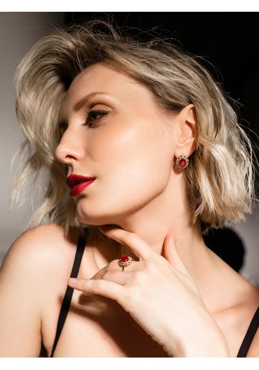 Lamponi 925 Ayar Gümüş Büyük Taşlı Altın Kaplama Yüzük 258609295 Altın