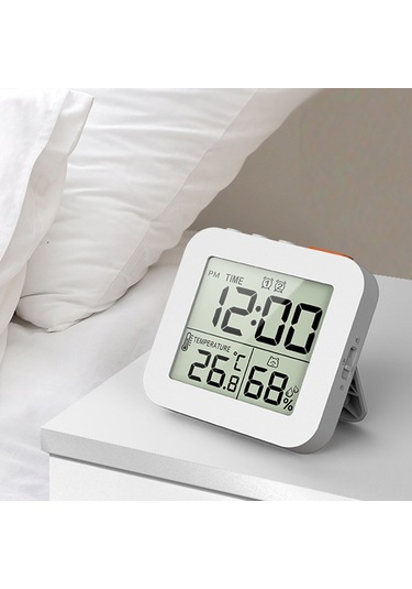 Skycity Beyaz İngilizce Lcd Ekranlı Çok Fonksiyonlu Saat - Sıcaklık, Nem Ölçer, İki Alarm Ve Döngüsel Zamanlayıcı