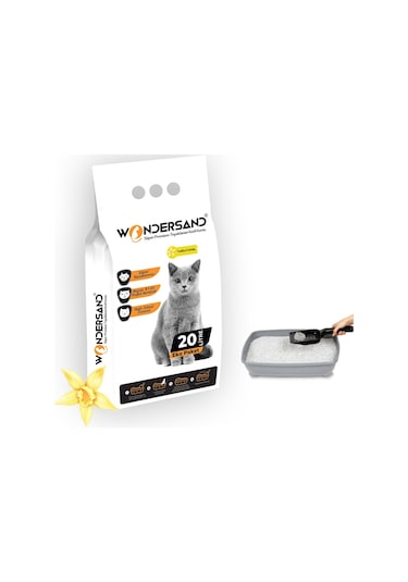 Wondersand Vanilya Kokulu Topaklaşan İnce Beyaz Bentonit Kedi Kumu 20 L