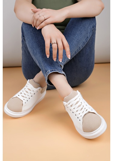 Luis A Costa Lc109 Beyaz Bej Süet Kadın Sneaker Renkli