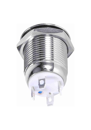 Springsun 12mm 3v Mavi Led Halka Işıklı, Ip65 Su Geçirmez, Bakır Kaplama Nikel Momentary Otomatik Sıfırlama Basma Anahtarı 4pin