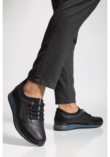Hakiki Deri Tam Ortopedik Erkek Ayakkabı Siyah