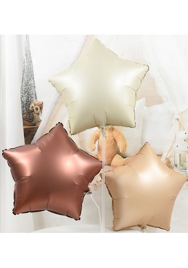 3 Adet 18 Inc Krem, Bej, Karamel Yıldız Folyo Balon Seti Tüm Yaşlar