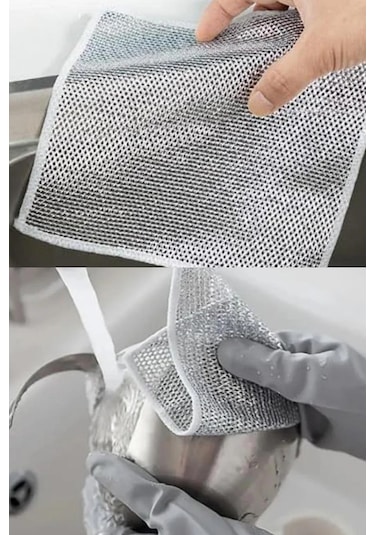 Yayke Çok Amaçlı Tel Bez Mikrofiber Inox Bez Telli Bulaşık Bezi 20 x 20 CM