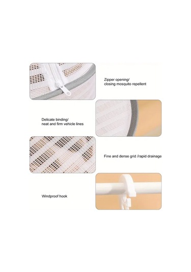 Elmpaly 1 Seviyeli Kapaklı Katlanır Gıda Kurutucu - Balık Sebze Meyve İçin Taşınabilir 3 Katlı Izgara Çerçeve Kampçılık Bahçe Kullanımı Gıda Sınıfı Polyester Ahşap