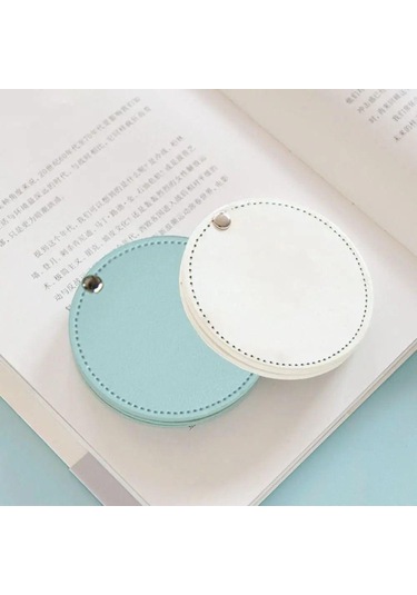 Ultra İnce Makyaj Aynası Pu Deri Cep Aynası Taşınabilir Kozmetik Aynası Siyah