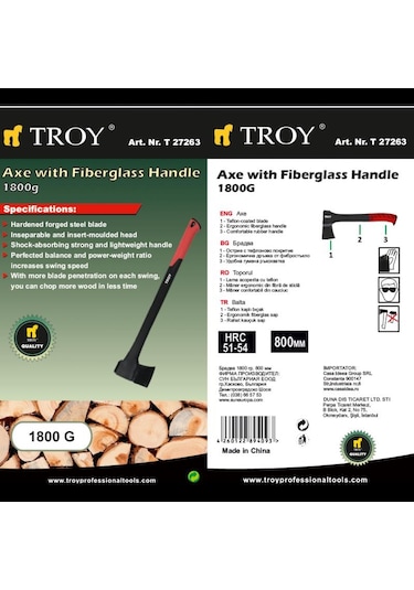 Troy 27263 Fiberglas Saplı Balta. 1800 Gr
