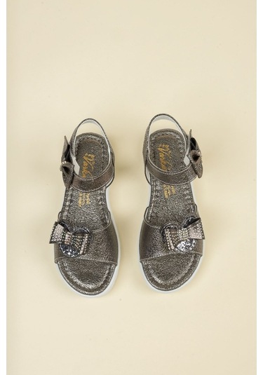 Gimer - Termo Taban Fiyonklu Kız Çocuk Sandalet - Vrkn1409G Platin