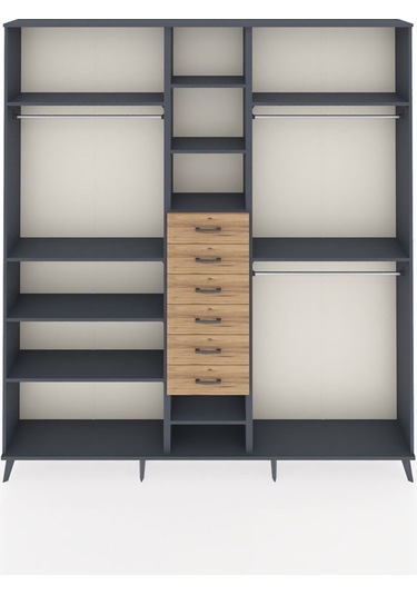 Arges Dolap 10 Raflı 6 Çekmeceli 3 Askılı 220x30x243 Antrasit-antrasit/çam Antrasıt/atlas Çam Arges Dolap 10 Raflı 6 Çekmeceli 3 Askılı 220x30x243 Antrasit-antrasit/çam Antrasıt/atlas Çam
