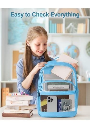 Vkemall Geniş Kapasiteli Transparan Sırt Çantası - Oxford Kumaş Ve Pvc Malzeme, Kolay Temizlenir, Okul/konser/seyahat İçin Uygun