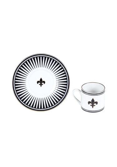 Siyah Aşk Türk Kahve Fincanı Altın - Beyaz - Siyah