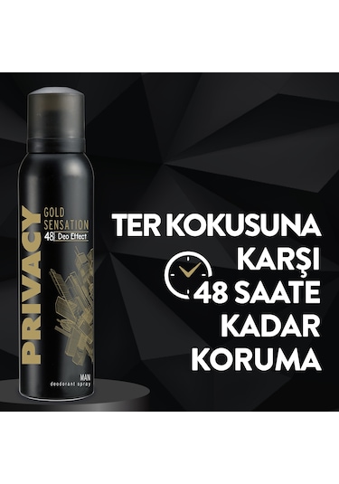 Privacy Man Gold Sensation Erkek Deodorant Sprey 3 x 150 ML