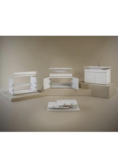 Creavit Flexio 65 Cm Katlanabilir Banyo Dolabı Beyaz Set