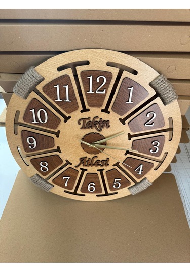 Kişiye Özel İsimli Ahşap Dekoratif Halatlı Duvar Saati