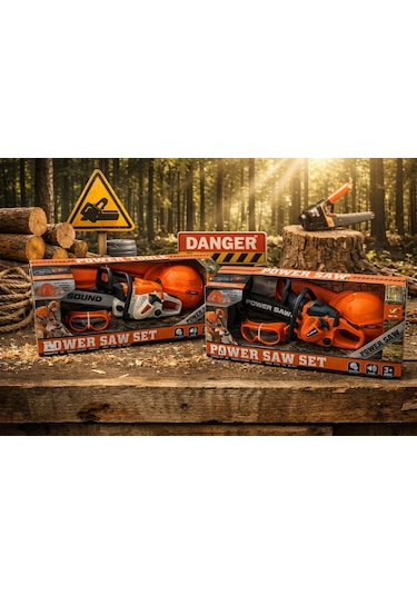 Baretli Ve Gözlüklü Sesli Hızar Seti Oyuncak Power Saw Set