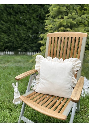 Keten Bohem Fırfırlı Vintage Kare Kırlent Kılıfı