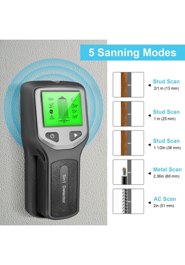 Gümüş Hlw330 5 İn 1 Saplama Dedektörü Duvar Tarayıcı Dijital El Profesyonel Çok Fonksiyonlu Duvar Dedektörü