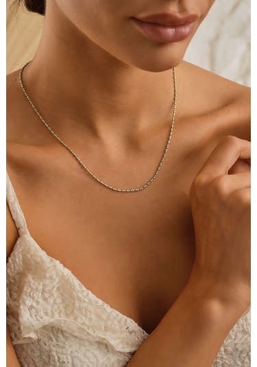 Sefa Gold 14 Ayar Altın Turkuaz Mine Boncuk Kolye