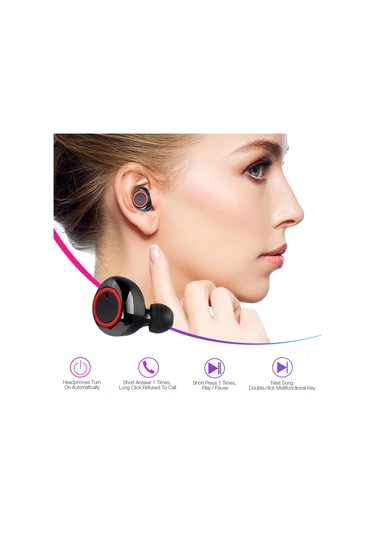 Samdoo Y50 Bluetooth 5.0 Tws Kulaklık, Dokunmatik Kontrol, Gürültü Azaltıcı Mikrofon, 450mah Şarj Kutusu, Siyah