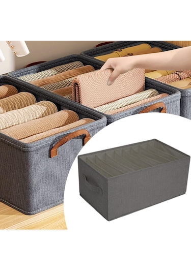 Suntek Giysi Yorgan Saklama Kutusu XL Gri 9 Izgara Gri