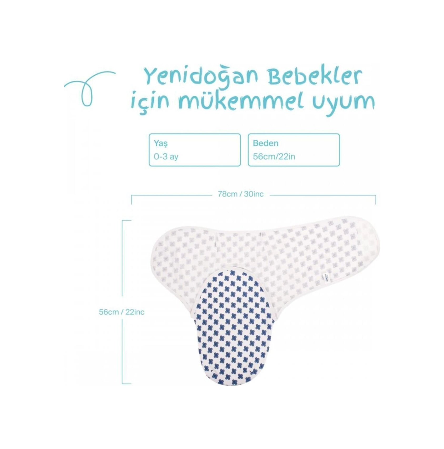 İnterlok Bebe Kundağı 118 Mavi Çiçek