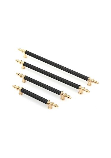 Tuana Rustik Alüminyum Metal Lüks Modern Mobilya Çekmece Mutfak Dolabı Kulpu Siyah-gold 224mm 10 Adet Siyah - Altın