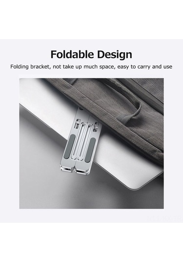 Kangvka Alüminyum Notebook Ayaklığı, 6 Seviye Yükseklik Ayarı, Soğutma Fonksiyonu, Taşınabilir Katlanabilir Bilgisayar Tutucu, Gümüş