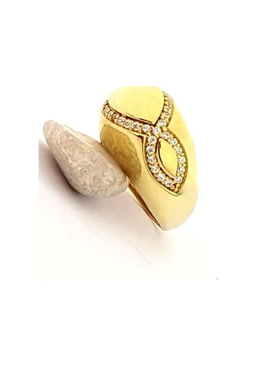 Zirkon Taş Detaylı Italyan 925 Ayar Gümüş Üzerine Altın Kaplama B