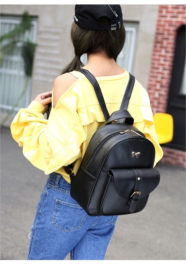 Lebıhmurah Wbp1456 Moda Pu Rahat Hafif Sırt Çantası Omuz Çantaları Metal Ilmek Dekorasyon Cüzdan Kadınlar İçin 4 Adet Set Girlsfashion Çok Renkli