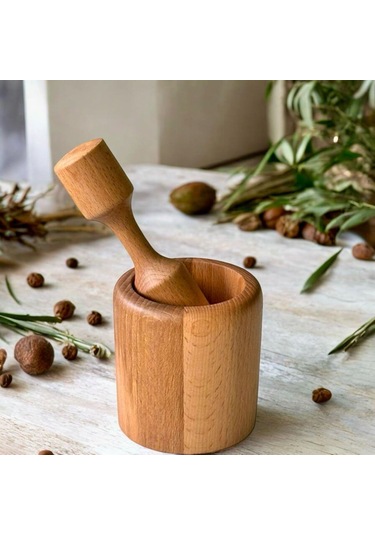 Kaf Ahşap Kayın Havan / Reyhan