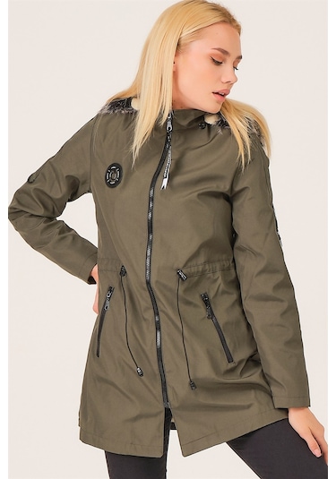 Z6689 Dewberry Içi Kuzulu Bayan Mont-Haki