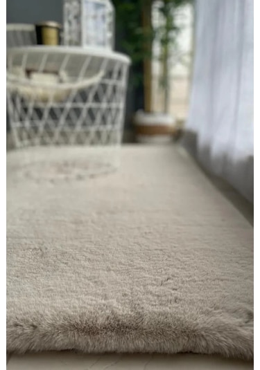 Apex Polo 8707 Vizon Peluş Düz Şekilli Halı Vizon