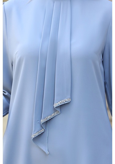 Işıltı Taş Detaylı Büyük Beden Tesettür Takım Gri