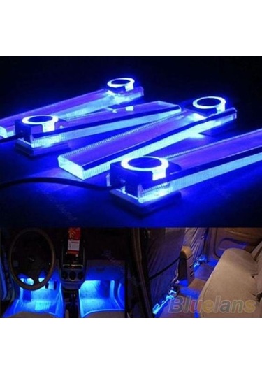 jmsstore Araba Üstü Araba Atmosferi 4'ü 1 Arada 12v Mavi Lamba Şarj Led İçi