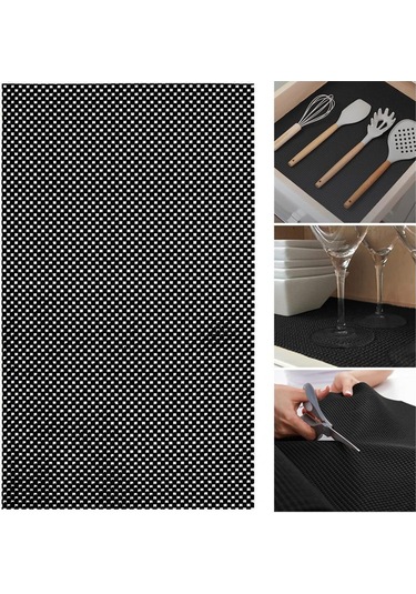 Folinda Pvc Ev Fantezi Matı - Kaymazsız, Kesilebilir, Dolap Ve Çekmece İçin - Siyah 2 Adet 30x150cm Siyah