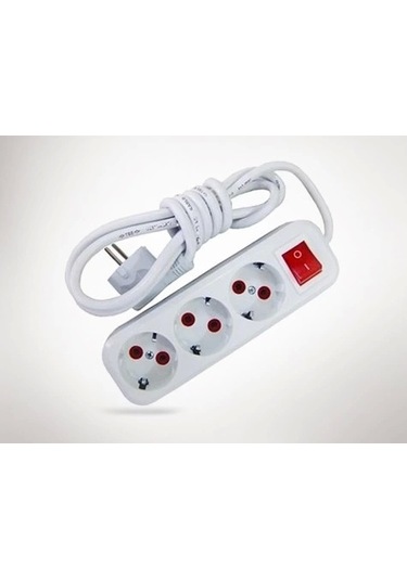 2 Metre Kablolu Anahtarlı 3 Lü Topraklı Grup Priz