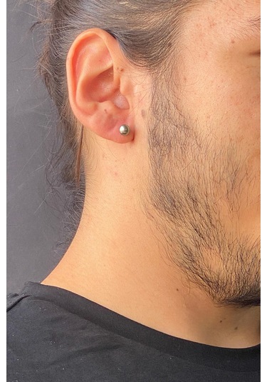 6,5 Mm Doğal İnci Erkek Küpe Gold