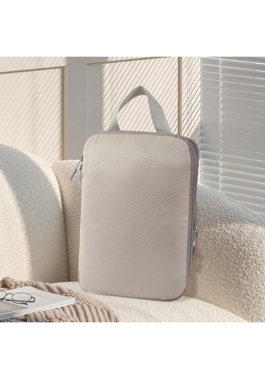 Trendooze 4 Adet Sıkıştırma Saklama Torbaları, Seyahat İçin Bej Renkli, Hızlı Bırakma Bej