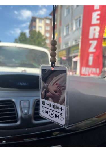 Kişiye Özel Spotify Kodlu Fotoğraflı Araç Dikiz Aynası Süsü , Hediyelik Oto Aksesuar