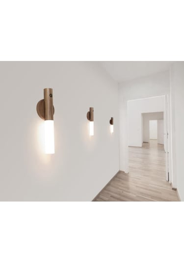 Homyl İndüksiyon Lambası Duvar Lambaları Dolap Gardırop Usb Ceviz Ceviz