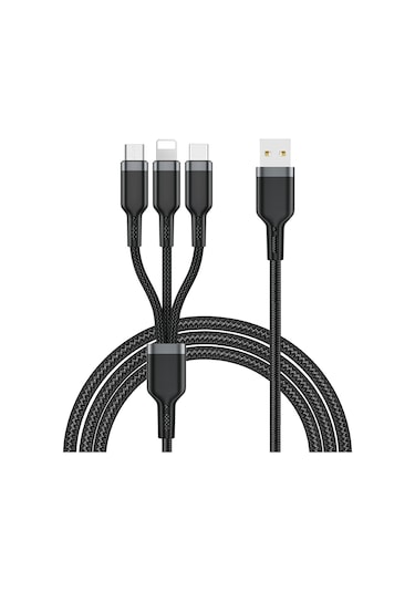 Wiwu Wi-C014 Platinum Serisi 3 in1 1.2 M USB-A to Lightning Type-C – Micro Şarj Data Kablosu